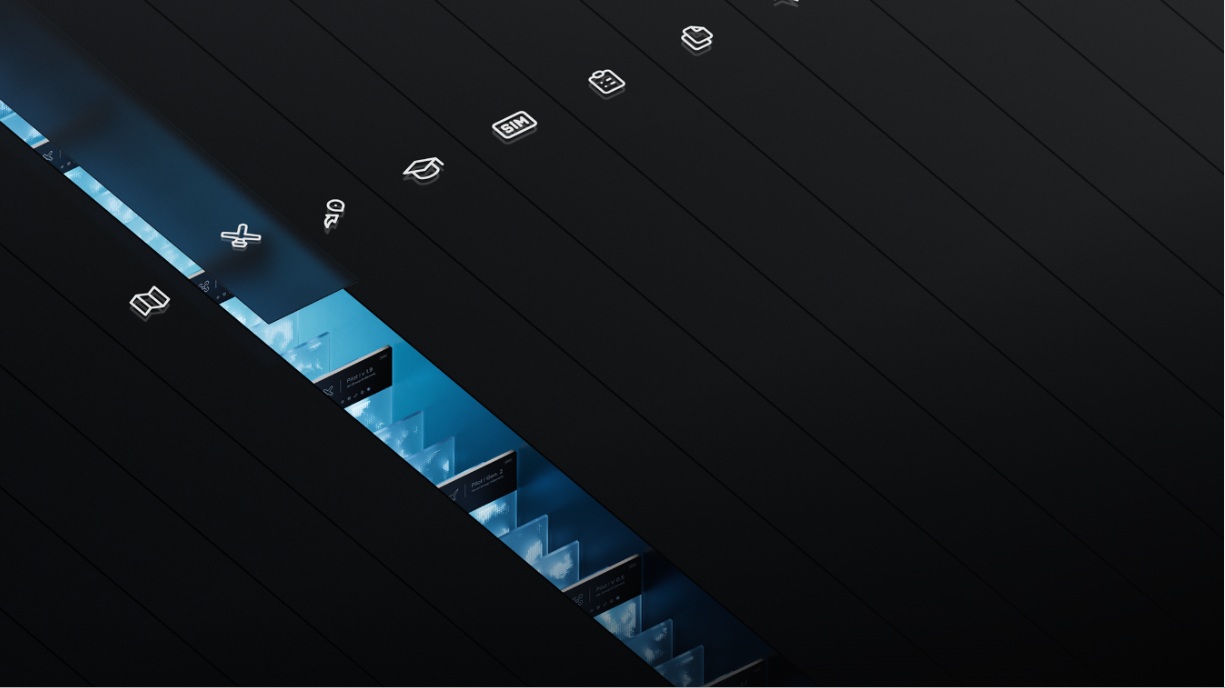 Digital terrain with floating interface elements